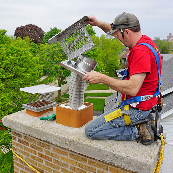 Midwest chimney installing a chimney liner - edina Minnesota